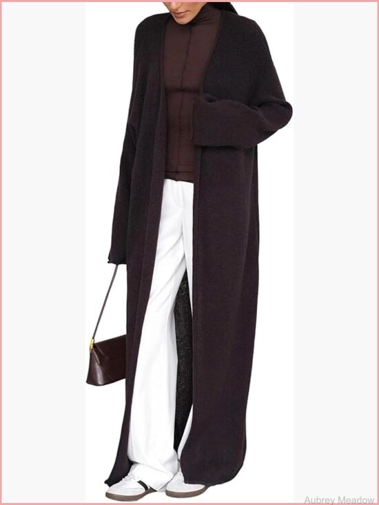 Sweaters - Lightweight Open Front Long Cardigan Duster Sweater Casual Knit Maxi Coat Loose